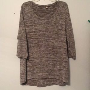 High Low Cut Out Back Cato Woman Grey Long Sleeve Blouse Tee